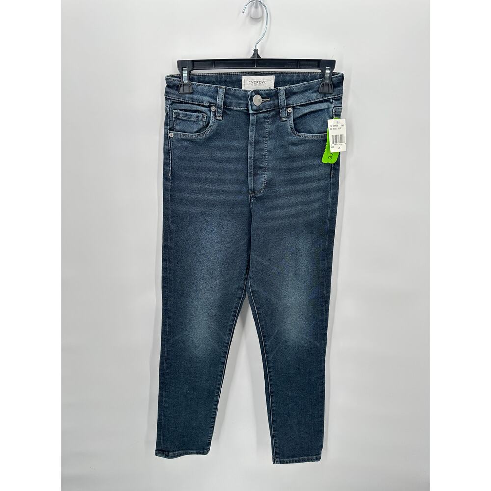 EVEREVE NWT High Rise EVER Straight Dark Wash Denim Jean // 00 - Picture 5 of 13